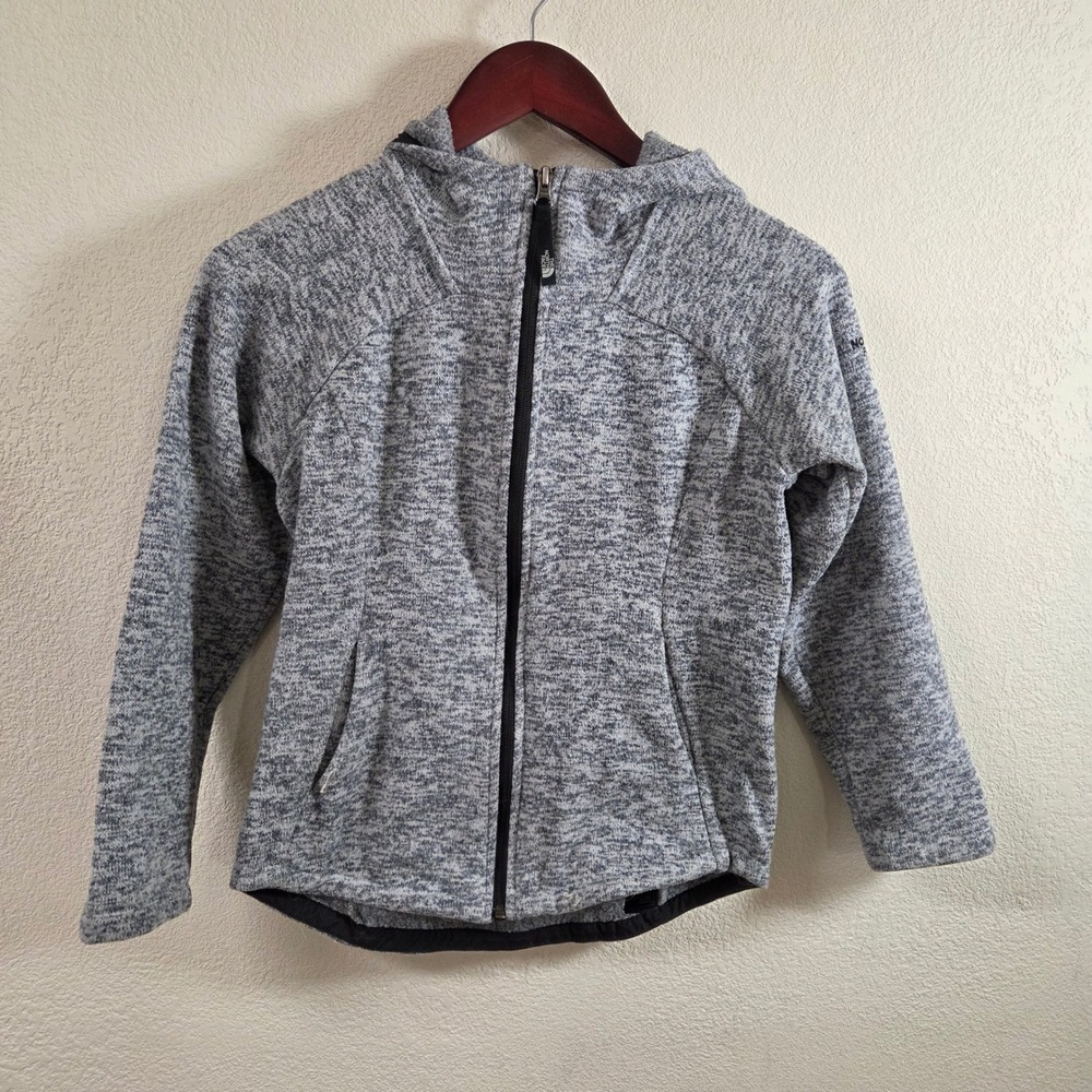 The North Face Gray Marled Crescent Sunshine Full Zip Fleece Hoodie M 10-12